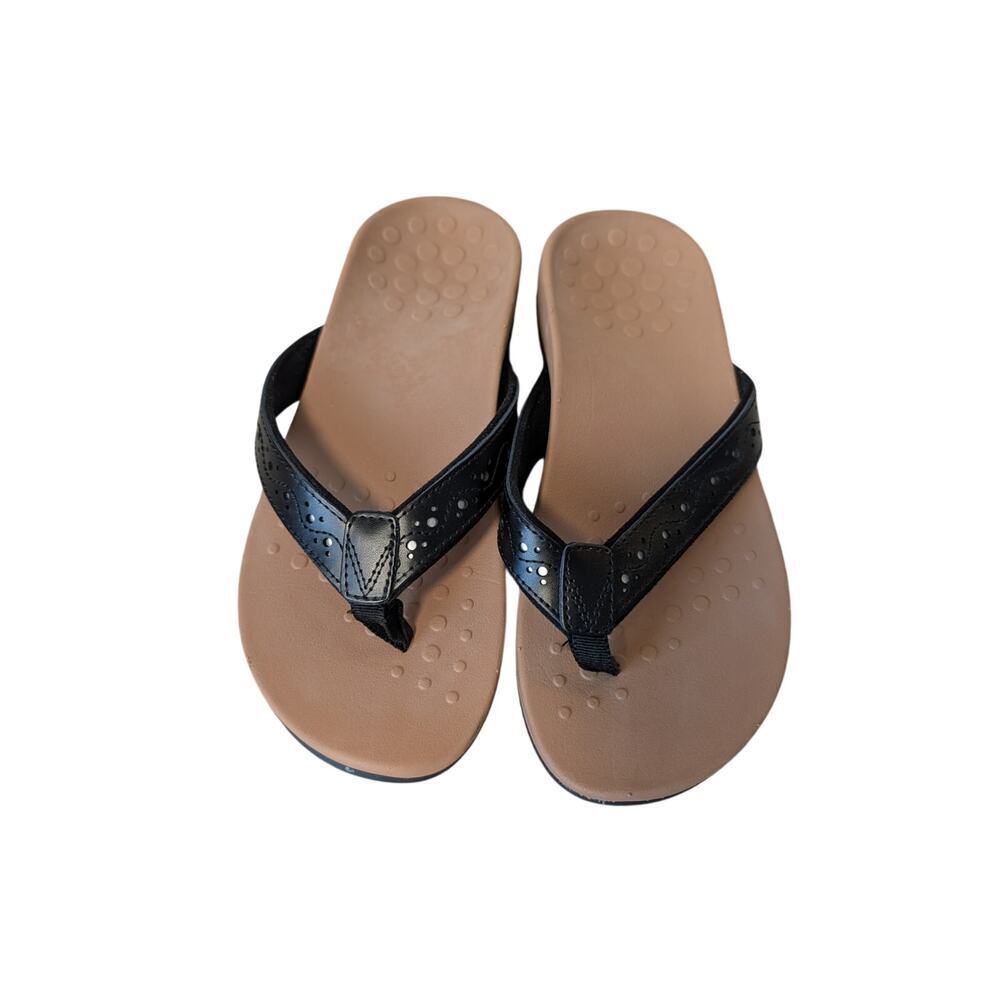 Women's Vionic Aliza leather Sandals/Flip Flops , size 6, Black, comfort